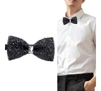 VASANA Black Rhinestone Bow Ties Glitter Bow Tie Mens Pre-tied Ties with Adjustable Strap Buckle for Wedding Party Banquet Christmas Fancy Dress Stage Show
