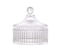VASANA Elegant Crystal Candy Jar with Lid - Tent Shaped Decorative Candy Dish Bowl - 10oz/300ml - 10cm/4inch Diameter - 13cm/5.12inch Height - Perfect for Weddings, Parties, Gifts