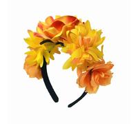 VASANA Floral Headband Mexican Flower Crown Headpiece Halloween Rose Flower Hair Hoop Bridal Headdress Day of The Dead Headwear for Costume Accessory Cosplay Fancy Decor