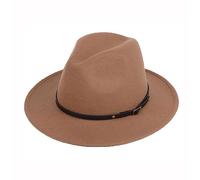 VASANA Khaki Wide Brim Fedora Hat Belt Buckle Felt Panama Cap Classic Cowboy Jazz Hat Autumn Winter Keep Warm Cap Unisex Retro Trilby Hat for Wedding Party Talent Show Performance Props and Daily Use