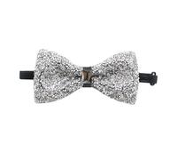 VASANA Silver Rhinestone Bow Ties Glitter Bow Tie Mens Pre-tied Ties with Adjustable Strap Buckle for Wedding Party Banquet Christmas Fancy Dress Stage Show