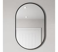 Vasari® 500 x 800mm Black Wall Mounted Oval Framed Mirror Vanity Mirrors Modern Design 4mm Mirrored Glass for Bathroom