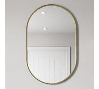 Vasari® 500 x 800mm Brushed Brass Wall Mounted Oval Framed Mirror Vanity Mirrors Modern Design 4mm Mirrored Glass for Bathroom