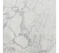 Vasari Enzo Silver Marble Wallpaper - Metallic Glitter Effect Feature Wall Modern - Luxury Heavyweight Textured Vinyl