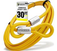Vascer 30FT (1/2") Commercial Security Cable with Loops - Galvanized Braided Steel Security Cable to Secure High Value Equipment - PVC-Coated Anti Theft Locking Cable for Trailers, Mowers and More
