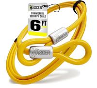 Vascer 6FT (1/2") Commercial Heavy Duty Braided Galvanized Steel Anti-Theft Security Cable with Looped Ends. for Construction Tools, Trailers, Motorcycle, Ladder, Mower, Gate, Patio Outdoor Equipment
