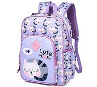 VASCHY 11.5L Lightweight Backpack for Boys Girls Water Resistant Backpack with Reflective Chest Strap with Elastic Bottle Pockets for Kindergarten, Purple Cats, Taille unique, daypack backpack