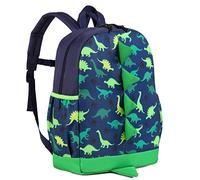 VASCHY Children's Backpack, School Bag, Boy, Girl, Kindergarten, 2-5 Years, Suitable for A4 Dinosaur 3D Water Resistant with Chest Strap for Babies, School, Nursery, Preschool, Green, Taille unique,