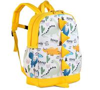 VASCHY Children's Backpack, School Bag, Boy, Girl, Kindergarten, 2-5 Years, Suitable for A4 Dinosaur 3D Water Resistant with Chest Strap for Babies, School, Nursery, Preschool, Yellow, Taille unique,