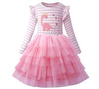 VASCHY Dress for Girls, Cute Girls Sequin Tulle Ruffle Sleeve Princess Outfit Party Clothes,Toddler/Little/Big Kid Girls Clothing Dinosaur Size 10T