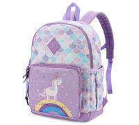 VASCHY Girls' Backpack, Children's Backpack, Kindergarten Backpack, Elementary School Backpack with Chest Strap, Lightweight Girl Gift 2-8 Years Travel/Camping Backpack, Purple Unicorn, Taglia unica