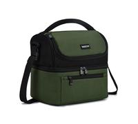 VASCHY Insulated Lunch Bag, 14.3L Double Deck Lunch Box Bag Forest Green | Large Capacity Thermal Cooler Bag Water Resistant Lunch Tote Bag for Adult for Work,Picnic,Travel with Shoulder Strap