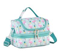 VASCHY Insulated Lunch Bag, Men's, Women's Portable Separate Compartments, Insulated Bag, Children's Reusable Lunch Handbag with Adjustable Shoulder Strap for School Office Picnic, Flamingo, Casual