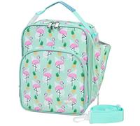 VASCHY Insulated Lunch Bag, Portable Reusable Lunch Bag with Pockets for Bottles, Lunch Bag for School and Picnic (Flamingo)