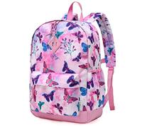 VASCHY Kids Backpack Lightweight School Bag Girls Boys Primary School Nursery 4-6 Years Waterproof Cute Backpack Girls Boys A4 Preschool Travel with Chest Strap, butterfly, standard size, Retro