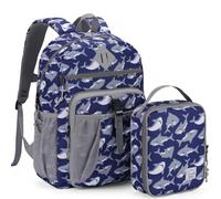 VASCHY Kids Backpack, School Bag Lunch Bag Set for Boys Girls 2-1 Rucksack Bookbag Insulated Lunch Box for Toddlers,Preschool,Daycare,Kindergarten,Elementary School Gray Sharks