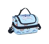 VASCHY Lunch Box Bag for Kids, Thermal Insulated Lunch Bag Double Decker Cooler Bags with Large Compartment and Shoulder Strap for School,Daycare,Kindergarten,Picnic, Ocean Blue