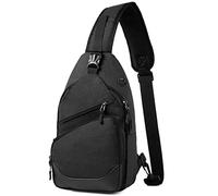 VASCHY Men's Shoulder Bag, Multi-Pocket Chest Bag, Shoulder Bag, Men Women, Water Resistant Messenger Bag for Daily, Walking, Running, Hiking, Black, Daypack