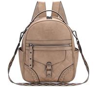 VASCHY Mini Backpack for Women,Fashion Vegan Leather Small Ladies Rucksack Shoulder Handbag with Guitar Strap for Teens Girls(Apricot)