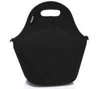 VASCHY Neoprene Lunch Bag for Women, Men, Kids, Thermal Lunch Bag Lightweight Washable Lunch Tote for Work, School, Outdoor with Detachable Shoulder Strap, Black
