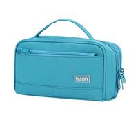 VASCHY Pencil Case, Large Cute Pencil Pen Pouch Organizer with Zippers Top Handle School Supplies for Kids,Teens,Students,Adults Blue