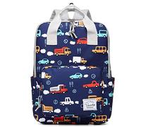 VASCHY School Backpack for Boys, 12L School Bags for Kids 4-6 Years Toddler Backpack Water Resistant Children's Rucksack with Chest Strap and Bottle Pockets for Elementary School(Vehicles)