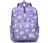 VASCHY School Backpack for Girls, 12L Kids 4-6 Years Toddler Backpack Water Resistant Children's Rucksack with Chest Strap and Bottle Pockets for Elementary School (Smiling Cats)