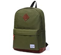 VASCHY School Backpack, Unisex Classic Lightweight Water Resistant Rucksack for Women Men School Bag for Girls Boys for College Work Travel Fits 15-Inch Laptop, Green