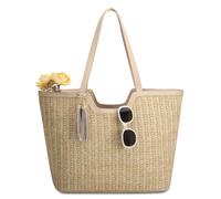 VASCHY Straw Tote Beach Bag for Women, Straw Bag Trendy Woven Crochet Raffia Summer Shoulder Handbags for Travel Vacation