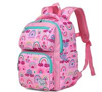 VASCHY Toddler Backpack for Girls, Kids Cute Kindergarten Daycare Children's Rucksack 7L Small School Bag for Travel Pink Rainbows