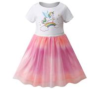 VASCHY Unicorn Dress for Girls, Cute Heart-Shaped Sequin Dress with Unicorn with Turquoise Tulle Skirt Clothes for Toddler/Little/Big Kid Girls Clothing Size 6T