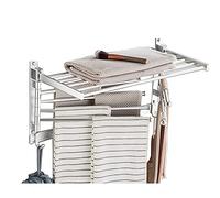 VASDEV Swing Arm Towel Rail, Wall-Mounted Bathroom Bar Towel Rail with Hooks and Shelf, 5-Arm Swivel Towel Rack Foldable,silver_60cm (Silver 50cm)