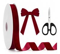 Vasdrin Red Velvet Ribbon 25mm x 25 Yards with Scissors | Red Velvet Ribbon for Gift Wrapping, Christmas Decoration, Bows Making, DIY Crafts, Wedding Party Decor