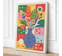 Vase and Foliage Maximalist Canvas Wall Art Print 24x16 Inch (61 x 41 cm)