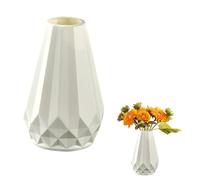Vase Decorative Unbreakable Plastic Vases for Flowers Tall Modern Flower Vase for Living Room Office Desktop Wedding Decoration (White)