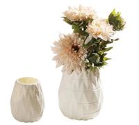 Vase Decorative Unbreakable Plastic Vases for Flowers Tall Modern Flower Vase for Living Room Office Desktop Wedding Decoration (White-B)
