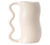 Vase Desktop Flower Glass Modern Wabi-sabi Wave Handle Ceramic Ornaments Creative Living Room Flower Home Decorations Vase(Purple,S)-White-L(Blanc,S)