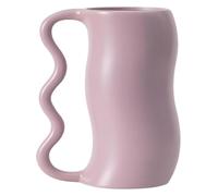 Vase Desktop Flower Glass Modern Wabi-sabi Wave Handle Ceramic Ornaments Creative Living Room Flower Home Decorations Vase(Purple,S)-White-L(Brown,S)