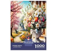 Vase Flower Garden 1000 Piece Jigsaw Puzzle Bundle Idyllic Floral Serenity Classic Jigsaw Puzzle Premium Cardstock Decompression Wall Decoration Gifts Women Men Senior Jigsaw Enthusiasts 70x50cm/1000p