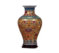 Vase Flower Glass Ceramic Living Room Floor-standing Flower Modern Simple Crafts Ornaments Vase(Gold,A)-Yellow-B(Golden,B)