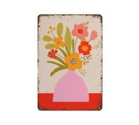 Vase Flowers Print Wall Art Cute Kitchen Posters Colourful Retro Home Decor Prints Guest Wall Decor Art Sign Embossed Metal Signage Ornamental Horticulture Decor Poster Homes Simplicity 8x12 Inch
