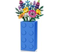 Vase for Lego 10347 10280 10328 Flowers, for Lego Flower Bouquet Building Set,Display Stand for LegoRoses Cherry Blossom Sunflower Tulips Daffodils Lotus-Gift for Lego Flowers Lover(vase only)-Blue