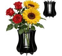 Vase for Lego Flowers Bouquet, Upgraded Thickened Acrylic Display Holder for Lego Botanical Collections Roses Sunflowers, for Flower Building Set Adult Gift Display Stand for Roses Orchid Sunflower