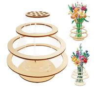 Vase for Lego Flowers, Floating Ring Lego Flowers Bouquet Wooden Vase, Display Stand for Lego Roses Lotus Chrysanthemum Sunflower Cherry Blossom (Style 2)