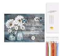 Vase Full 14CT 2 Strands DIY Counted Needlework Embroidery Kit 19.69x12.99 Inch Embroidery Needlepoint Starter Kits Cross Stitch Patterns Arts Craft Kits for Beginners Adults Home Decor
