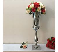 Vase Large Plated Luxury Flower Vase 64cm Wedding Table Centrepiece Home Decor Silver Iron Vases, Metal Flower Stand for Birthday Weddings Anniversary Ceremony Home Decor