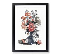 Vase of Assorted Flowers by Johan Teyler Framed Print | A2 Black Framed Wall Art | Ready to Hang | Modern Floral Picture | Living Room Bedroom Lounge Office