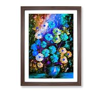 Vase Of Flowers No.5 Framed Print for Living Room Bedroom Home Office Décor, Wall Art Picture Ready to Hang, Walnut A2 Frame (64 x 46 cm)