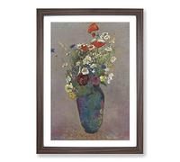 Vase of Flowers Vol.8 by Odilon Redon Framed Print | A2 Walnut Framed Wall Art | Ready to Hang | Modern Floral Picture | Living Room Bedroom Lounge Office