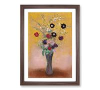 Vase of Flowers Vol.9 by Odilon Redon Framed Print | A2 Walnut Framed Wall Art | Ready to Hang | Modern Floral Picture | Living Room Bedroom Lounge Office
